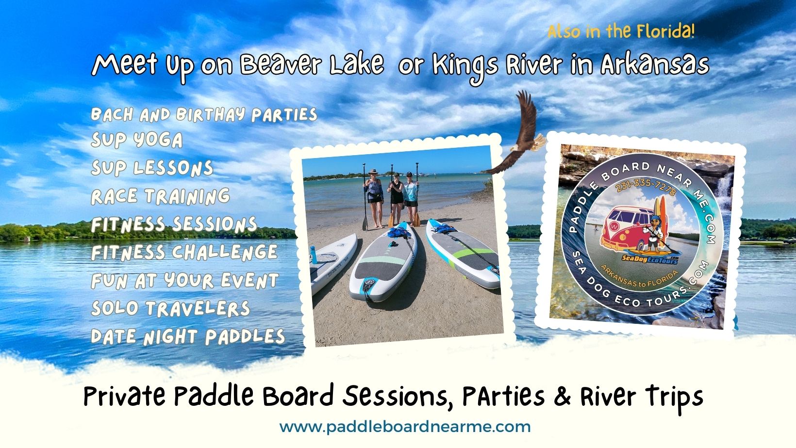 graphic for paddle board parties arkansas
